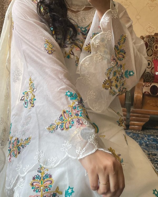 Maria – Hand-Embroidered Eid Ensemble White